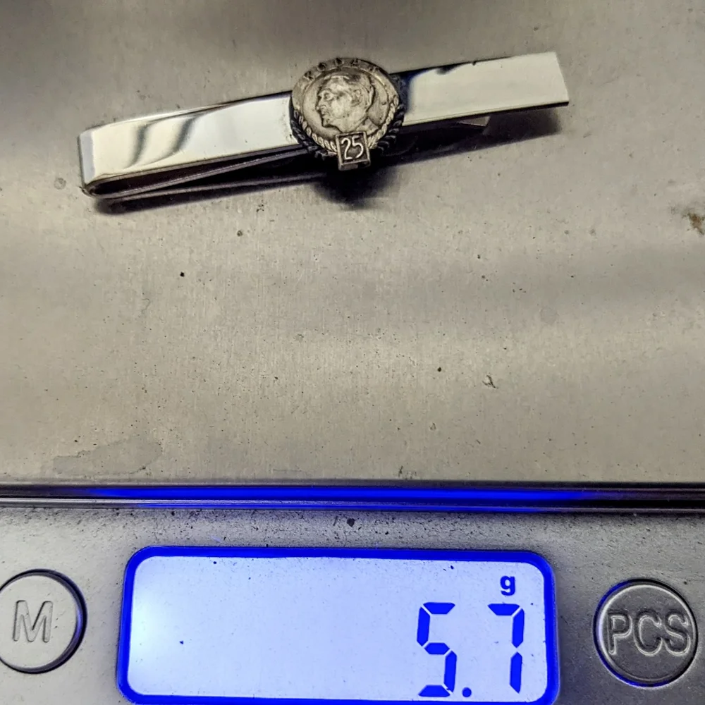 Vtg 1954 sterling silver Kodak 25 years coin tie clip antique
